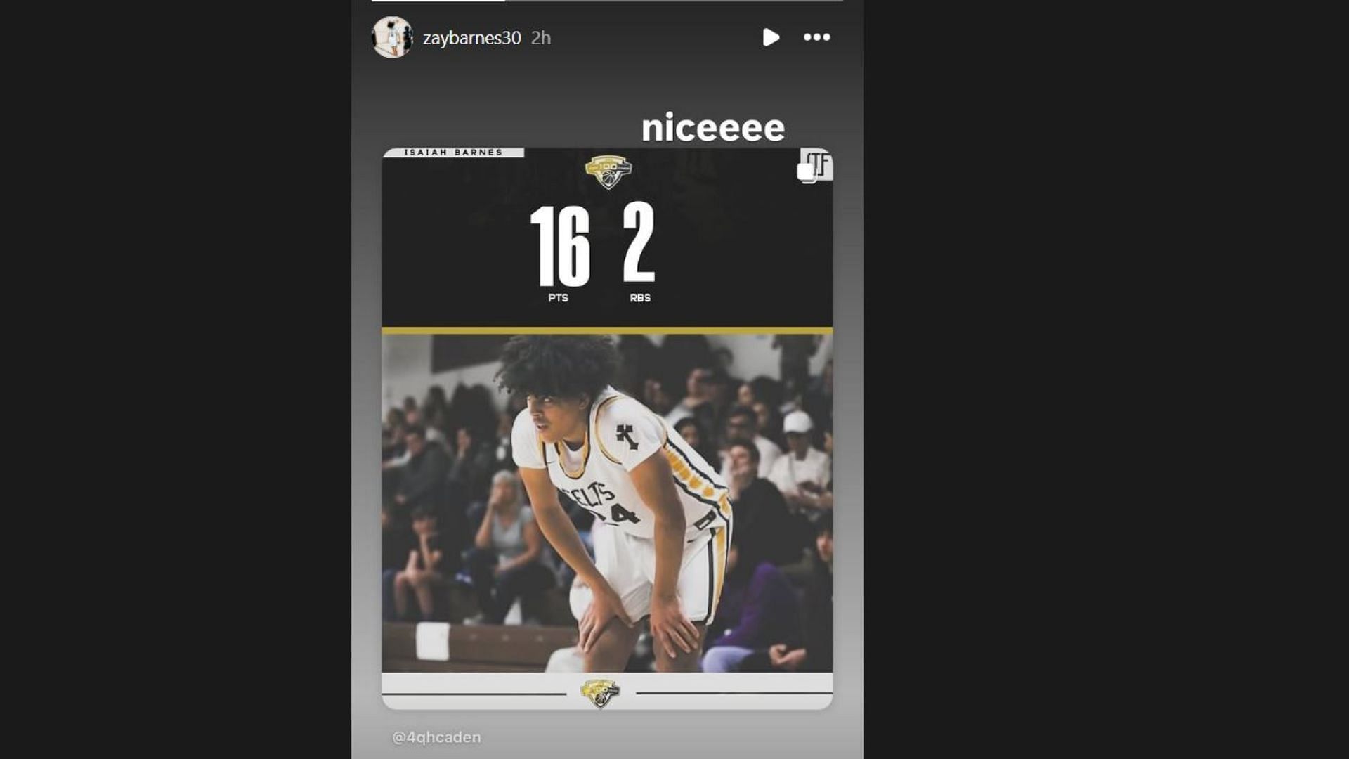 Isiah Barnes drops 1-word reaction. Credit: IG/@zaybarnes30